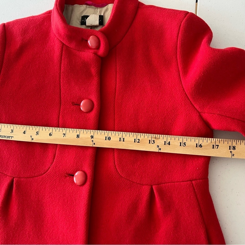 J. Crew Pea Coat Women Wool Blend Elegant Trench Jacket Old Money Red Sz 4 - Picture 9 of 14